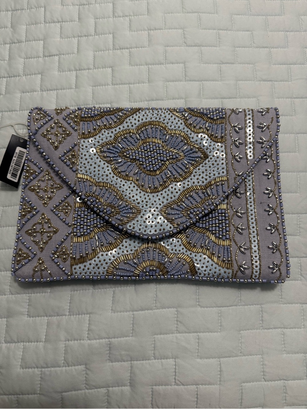 Lulu's Lavender and Gold Beaded Envelope Crossbody Clutch
